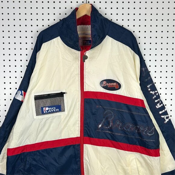 Vintage Atlanta Braves Windbreaker‎ Jacket Sz XXL 2XL Pro Player MLB 90s Faded - Picture 3 of 8